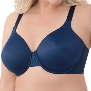 VANITY FAIR womens navy blue minimizer beauty back underwire bra 76080 42DD NWOT